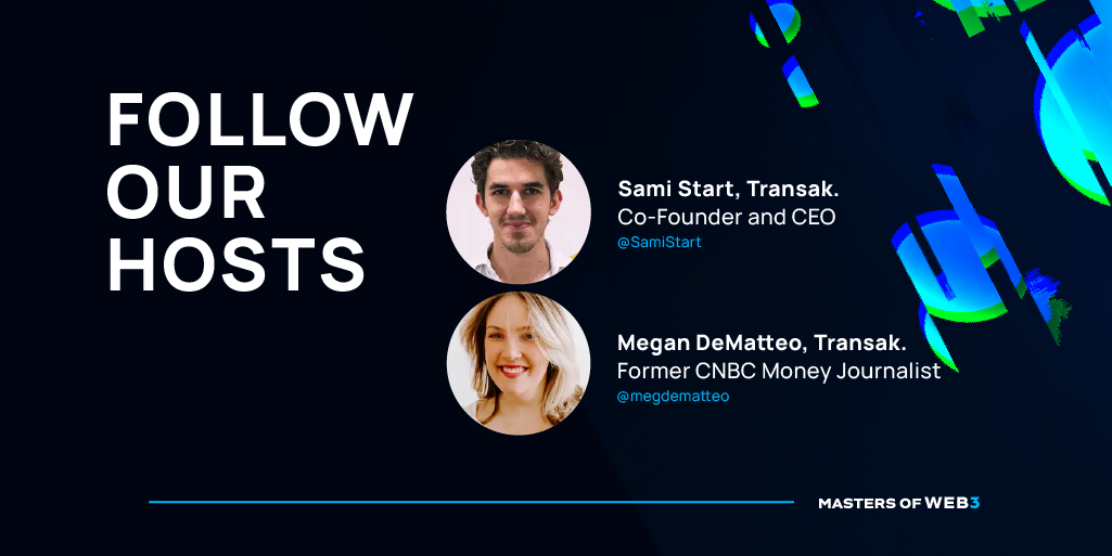 On This Week's Masters of Web3 Podcast, listen to Mark Dawson, Co-Founder of Quixotic as they are building Optimism’s First NFT Marketplace along with Transak's Co-founder and CEO, Sami Start and Podcast Host, Megan DeMatteo