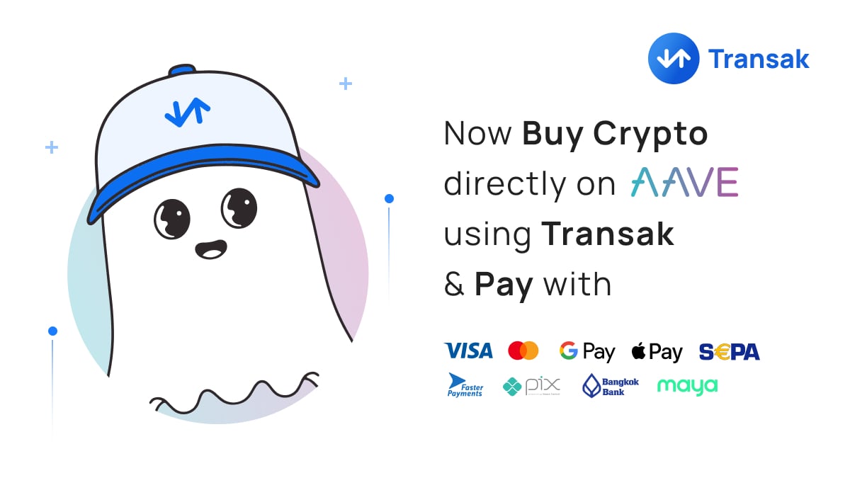 Now you can buy 130+ cryptocurrencies directly on AAVE using Transak and pay with any local payment method