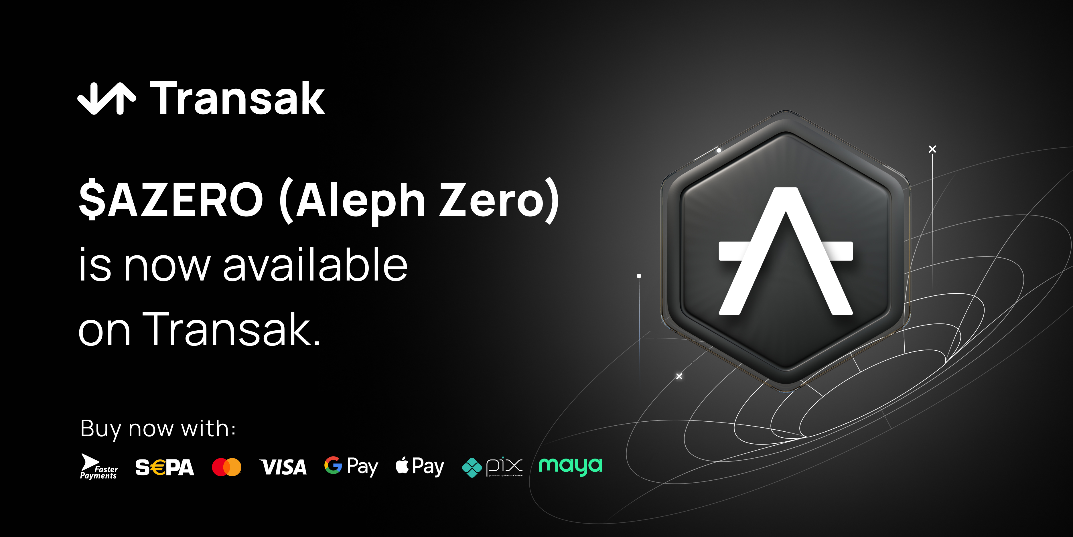 Using Transak, users will be able to onboard directly to Aleph Zero Network from 160+ countries by paying with cards, or simple bank transfers.